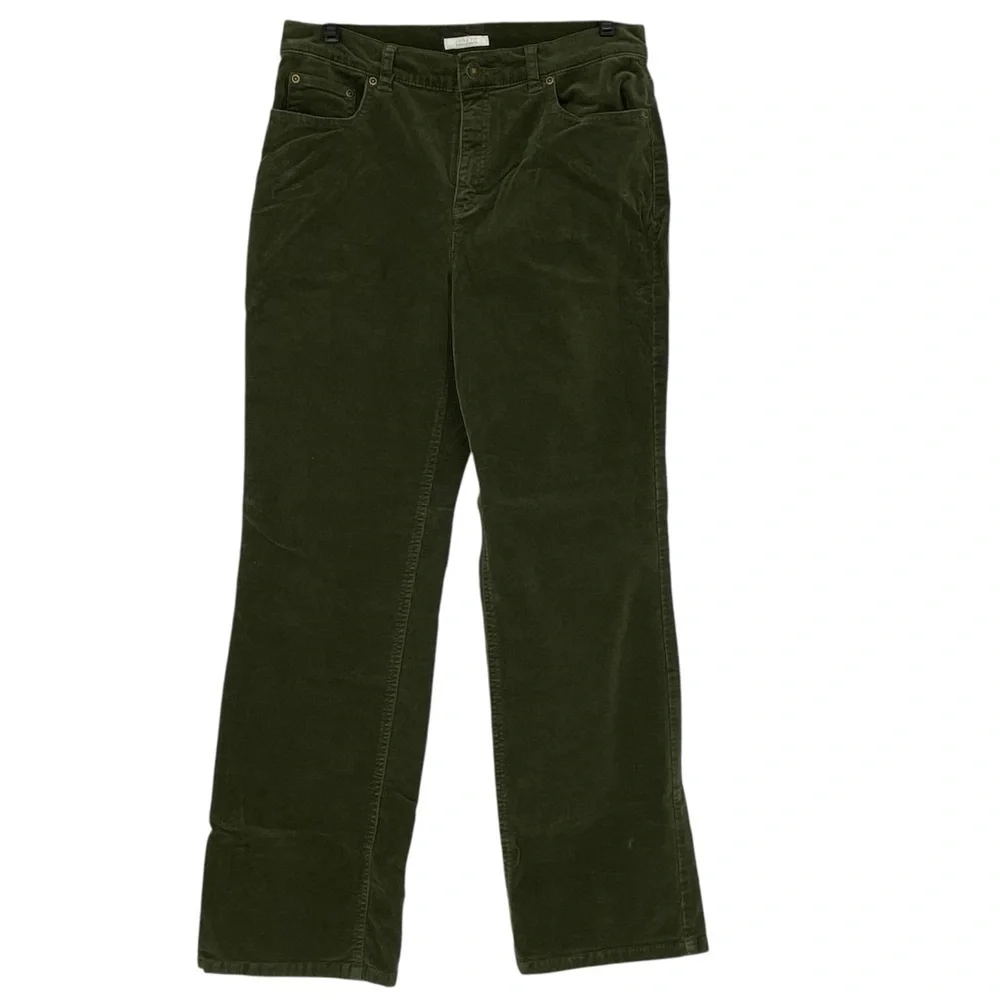 Charter Club laura fit olive green fine corduroy soft straight leg pants sz 6